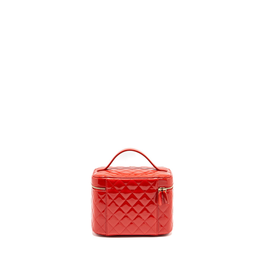 CHANEL LARGE VANITY POUCH PATENT RED GHW
