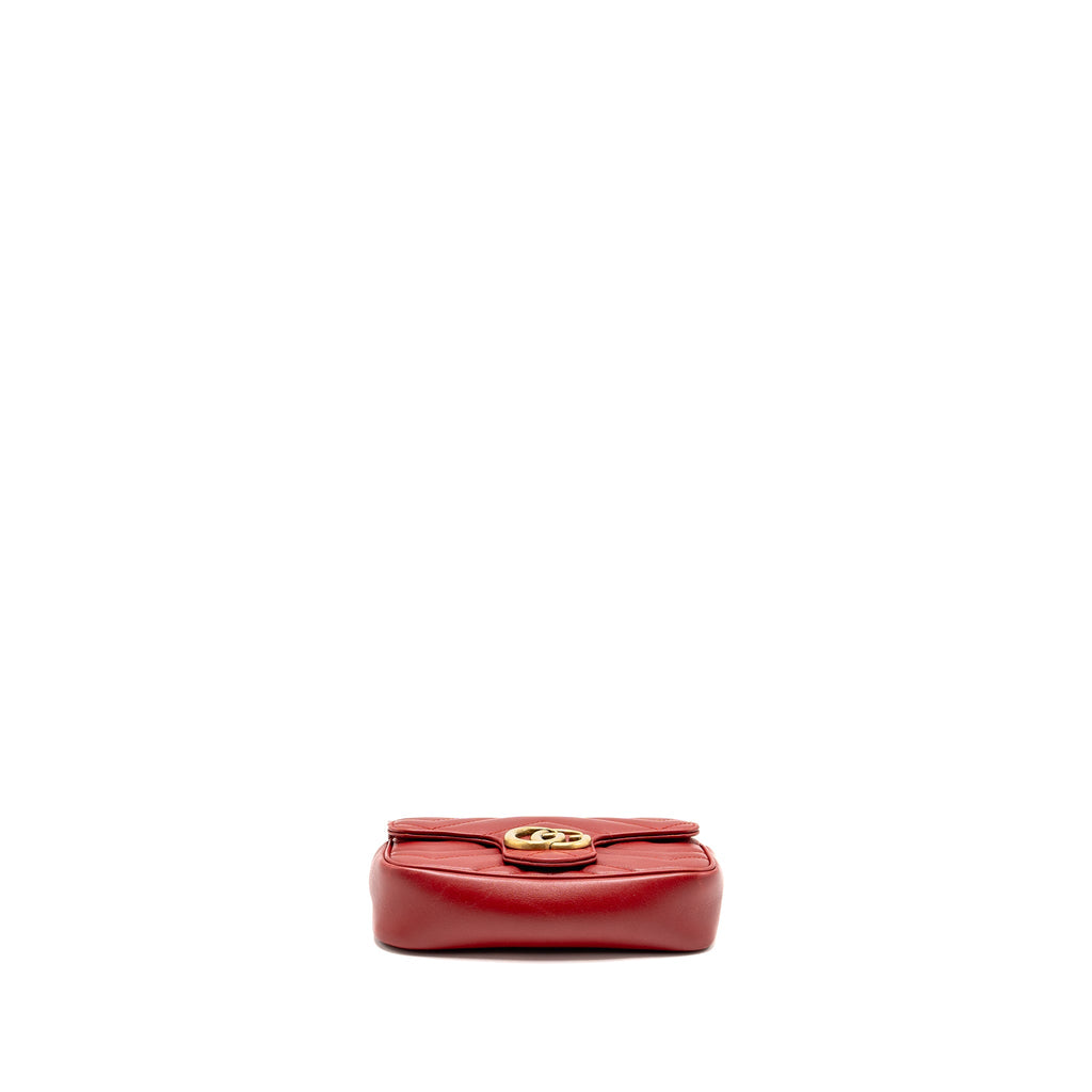GUCCI GG MARMONT MINI BAG CALFSKIN RED BRUSHED GHW