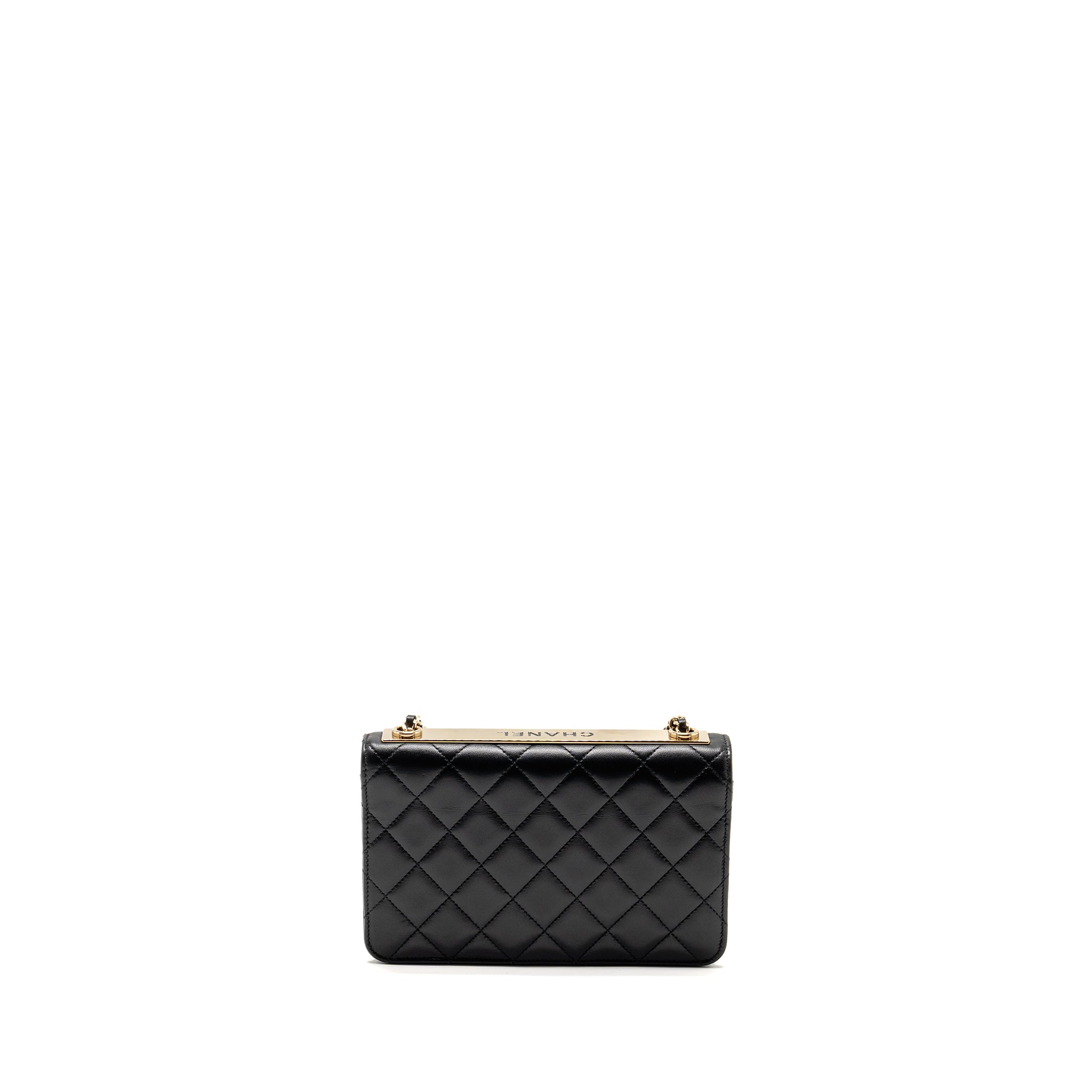 CHANEL TRENDY CC WALLET ON CHAIN LAMBSKIN BLACK LGHW (MICROCHIP)