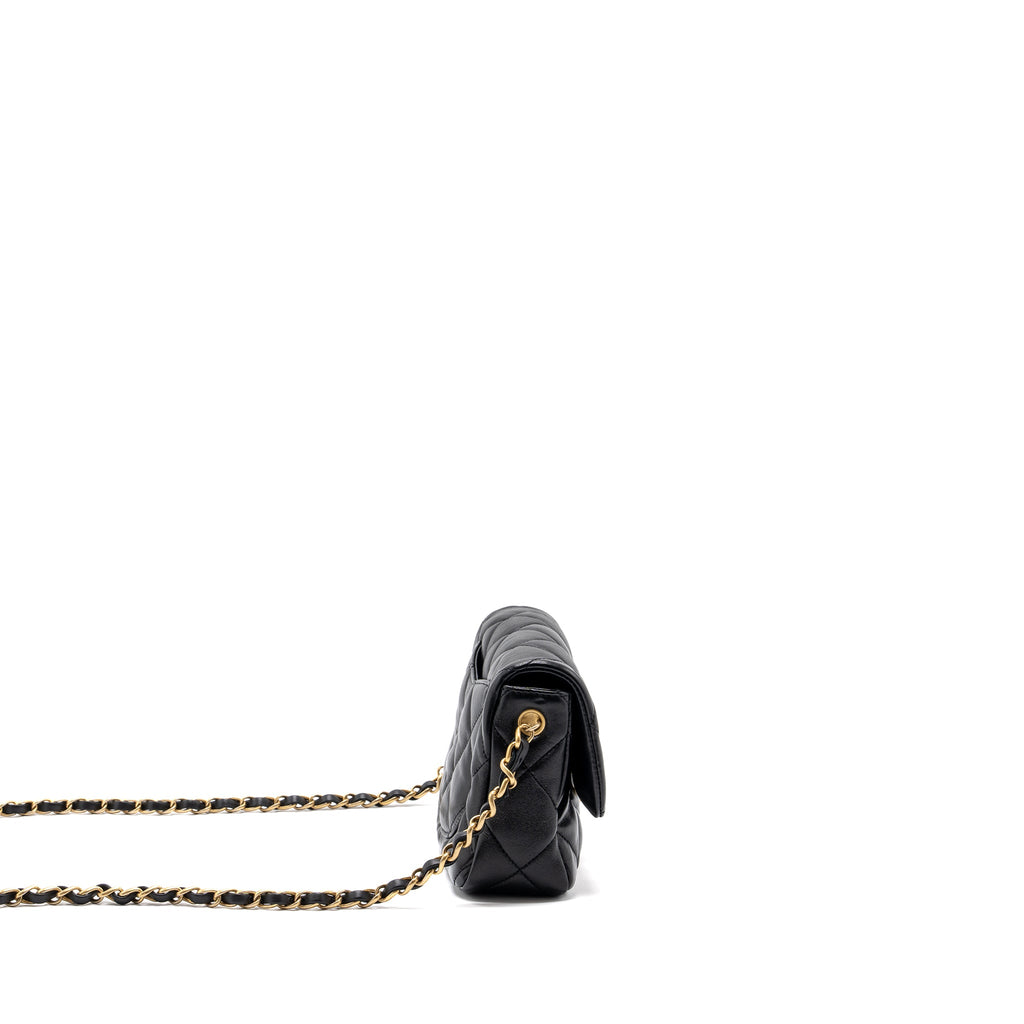 CHANEL 23S COCO LOVE FLAP BAG LAMBSKIN BLACK BRUSHED GHW (MICROCHIP)