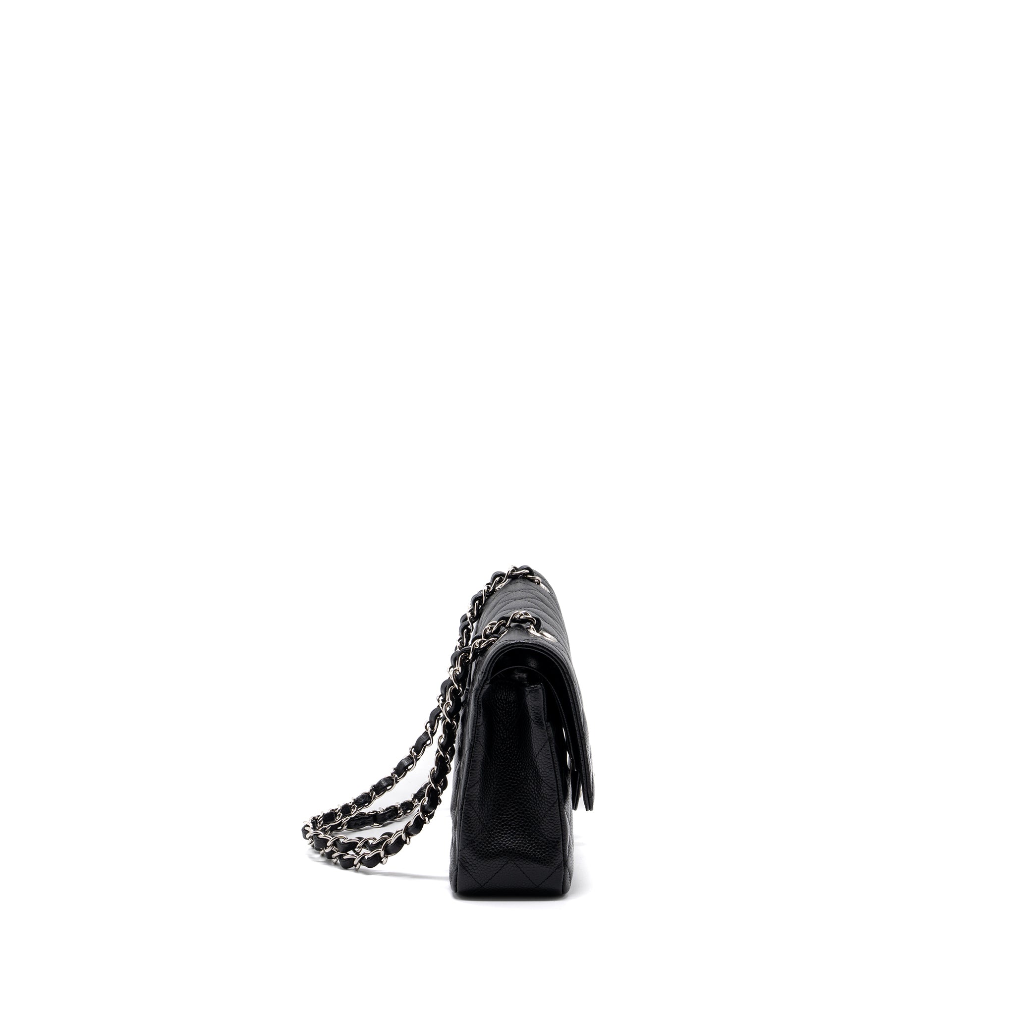 CHANEL MEDIUM CLASSIC DOUBLE FLAP BAG CAVIAR BLACK SHW