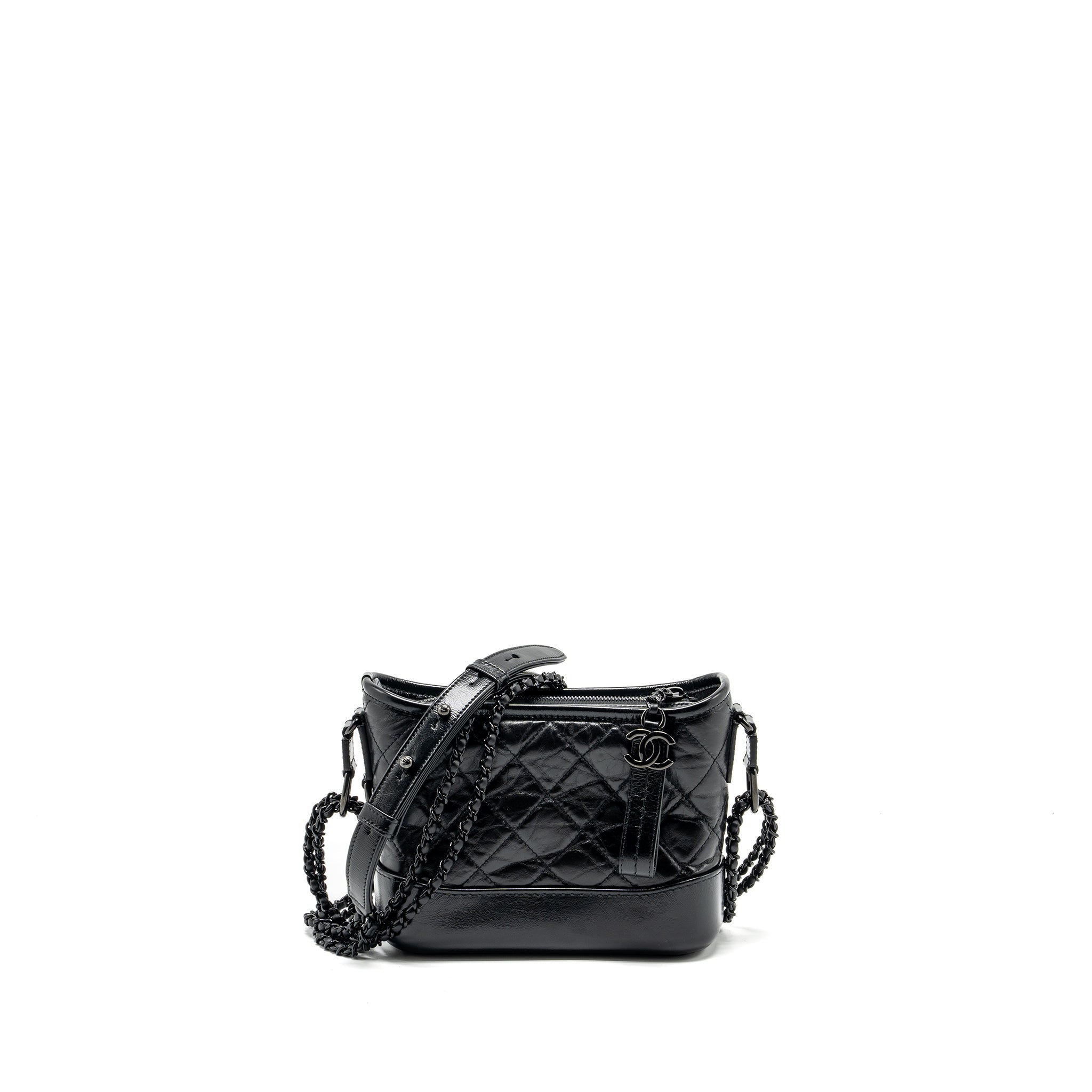 CHANEL SMALL GABRIELLE HOBO BAG AGED CALFSKIN SO BLACK