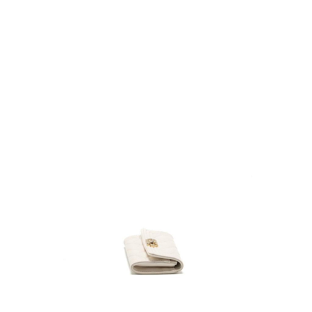 CHANEL BOY FLAP CARD HOLDER CAVIAR WHITE LGHW