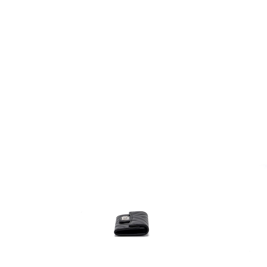 CHANEL 2.55 REISSUE FLAP CARD HOLDER AGED CALFSKIN BLACK SHW (MICROCHIP)