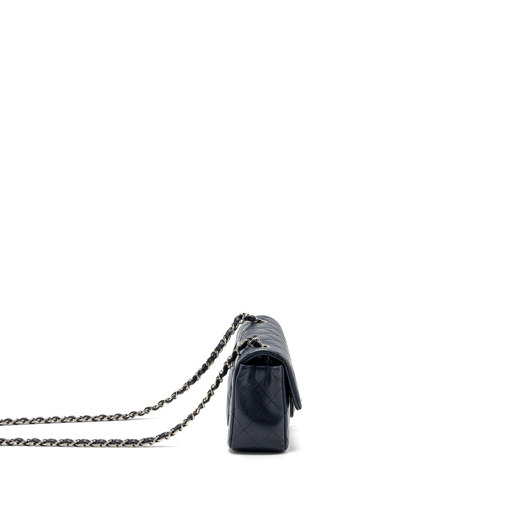 CHANEL CLASSIC MINI RECTANGULAR FLAP BAG CAVIAR NAVY SHW