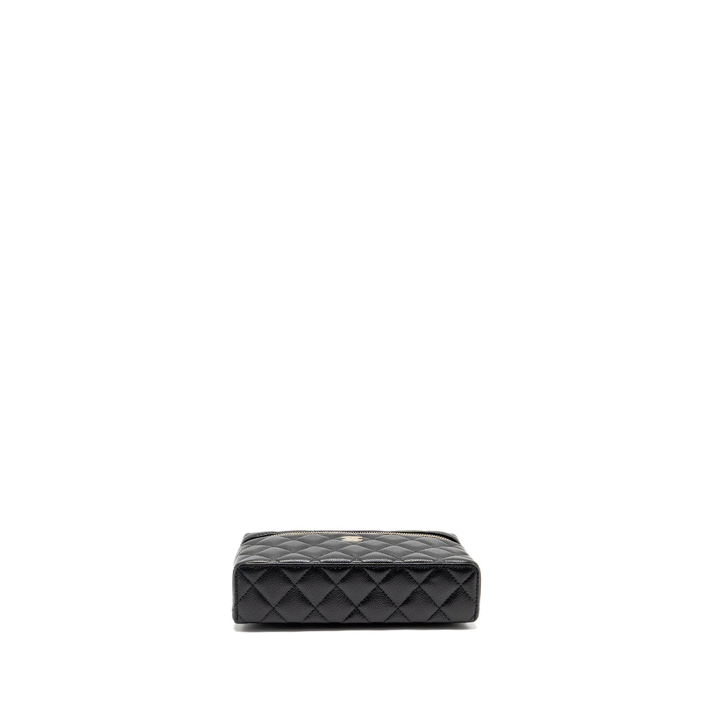 CHANEL 25P CC TOP HANDLE VANITY WITH CHAIN CAVIAR BLACK LGHW (MICROCHIP)