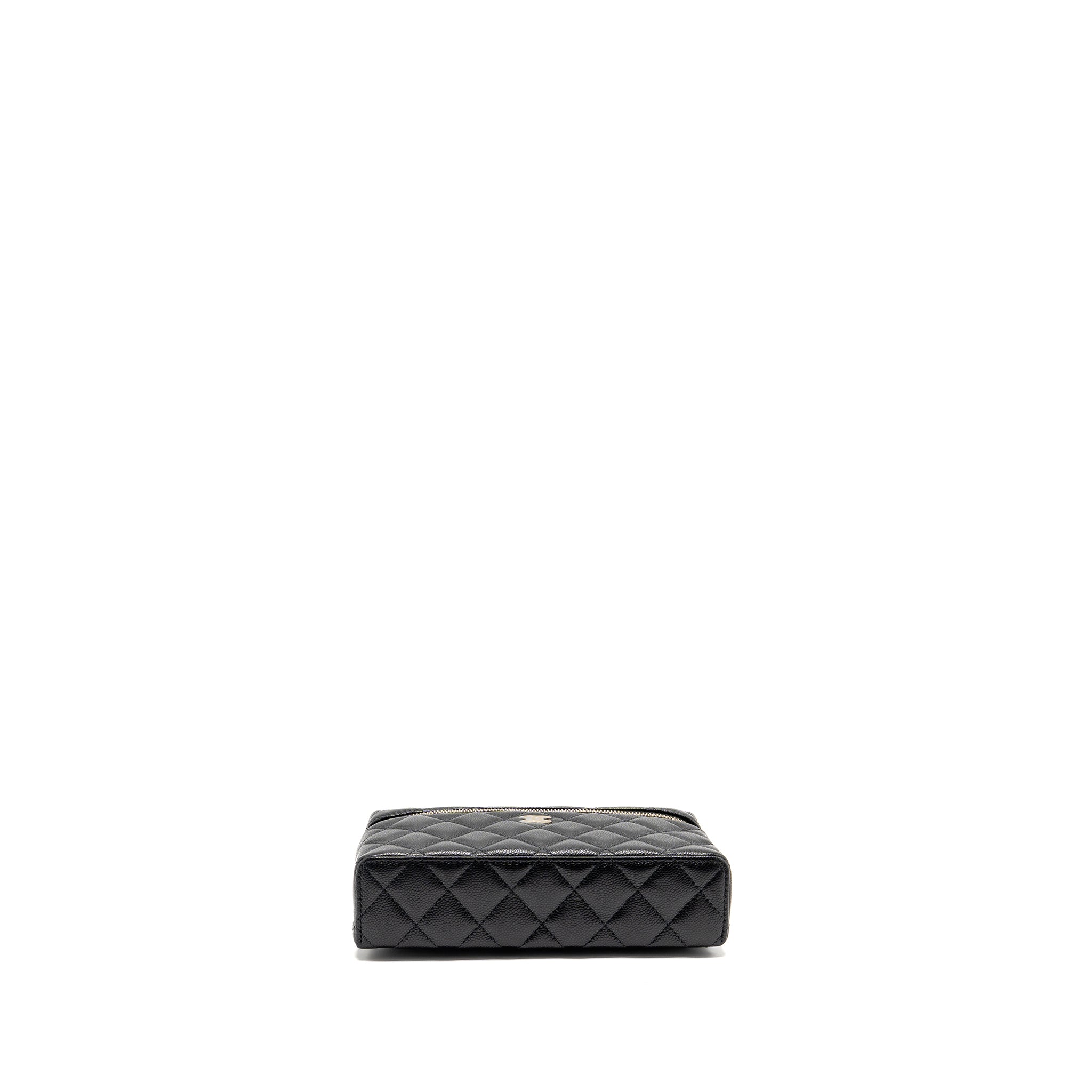 CHANEL 25P CC TOP HANDLE VANITY WITH CHAIN CAVIAR BLACK LGHW (MICROCHIP)