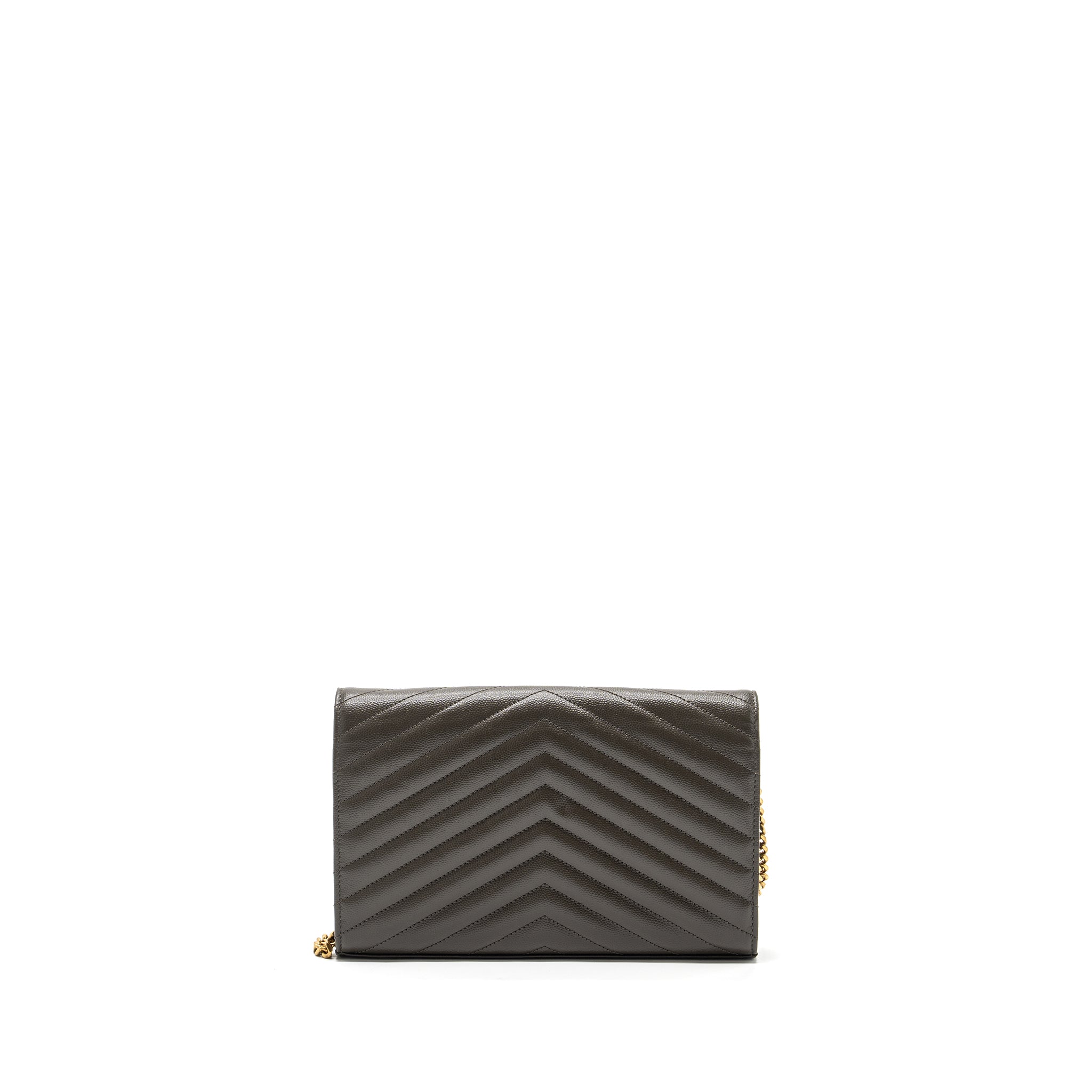 SAINT LAURENT/YSL ENVELOP CHAIN BAG GRAINED CALFSKIN DARK GREEN GHW
