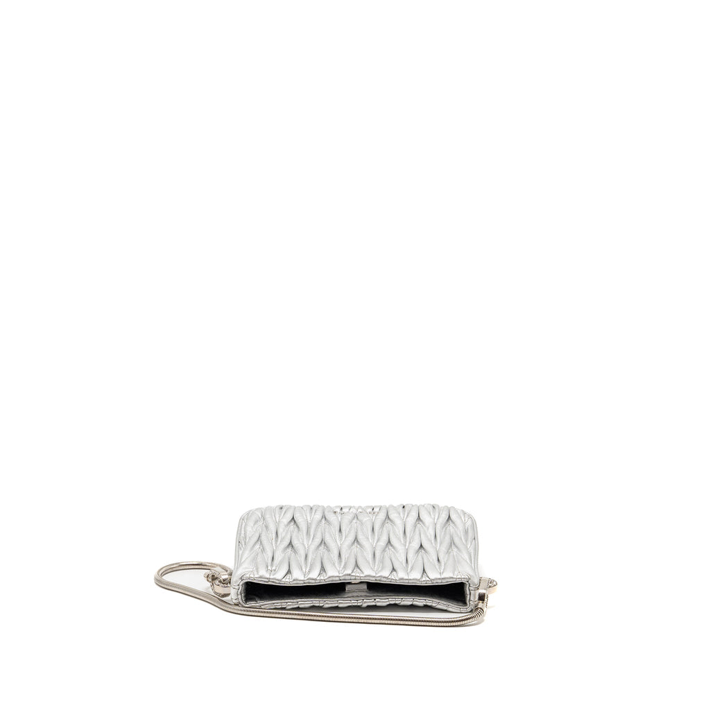 MIU MIU SASSY BAG MATELASSE NAPA LEATHER SILVER SHW