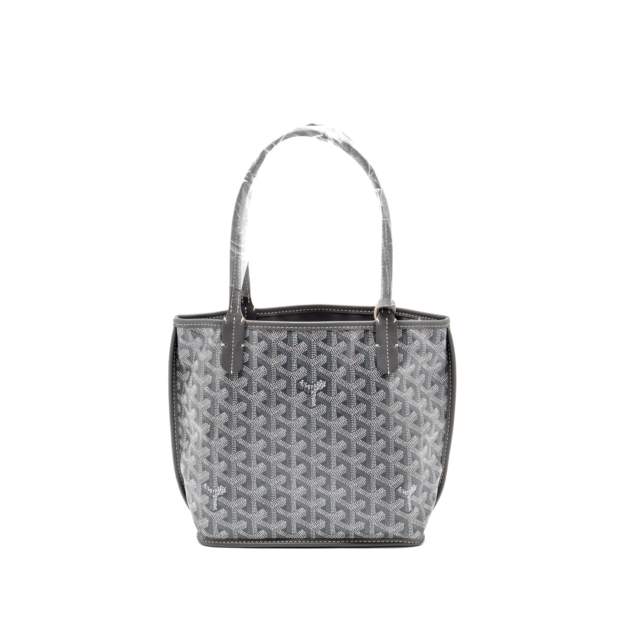 GOYARD MINI ANJOU TOTE BAG GOYARDINE CANVAS GREY SHW