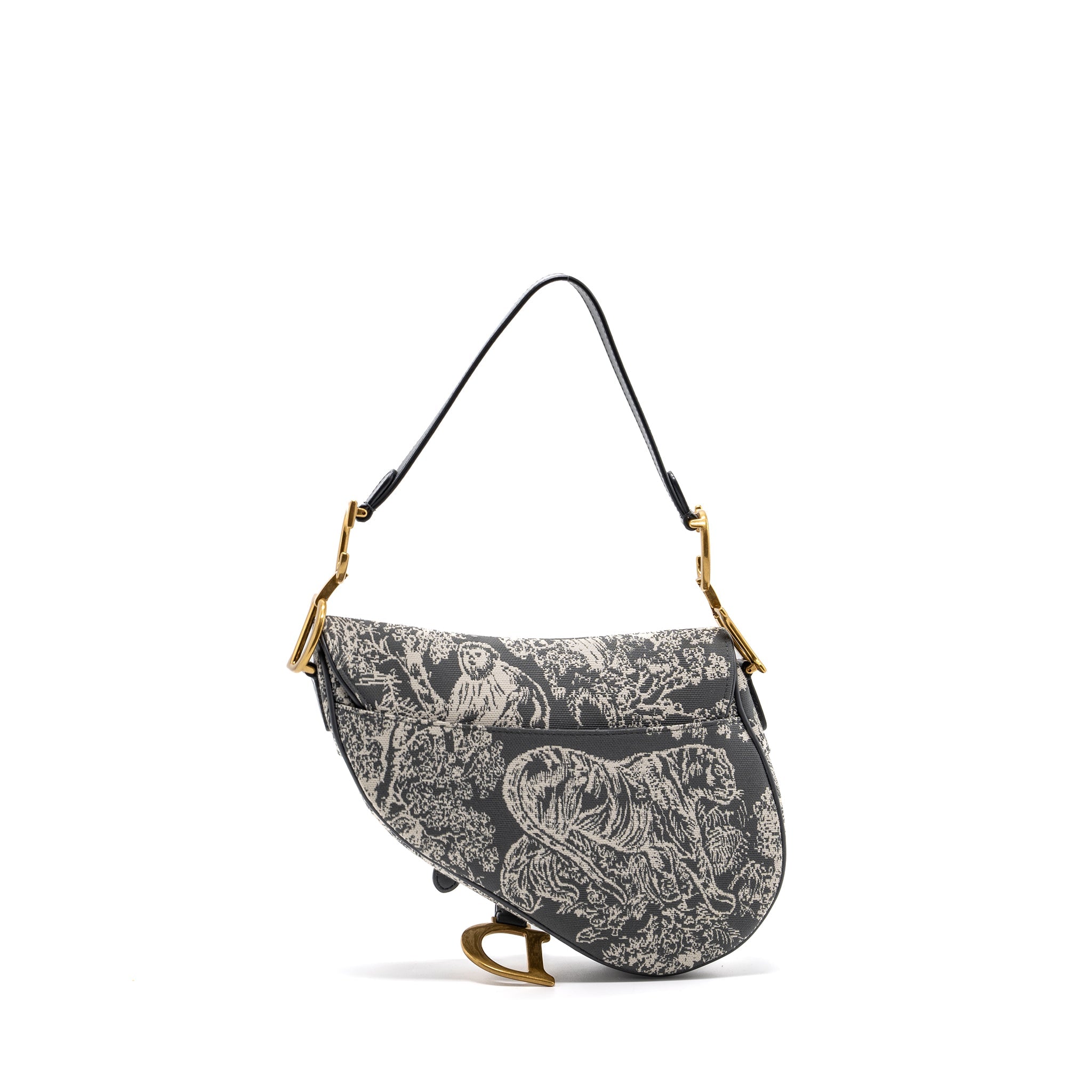 DIOR SADDLE BAG TOILE DE JOUY CANVAS / LEATHER GREY GHW