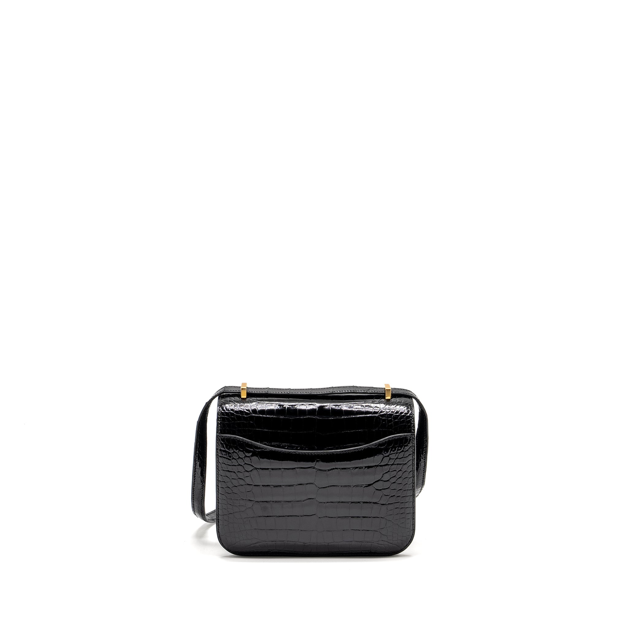HERMES MINI CONSTANCE SHINY ALLIGATOR MISSISSIPPIENS BLACK GHW