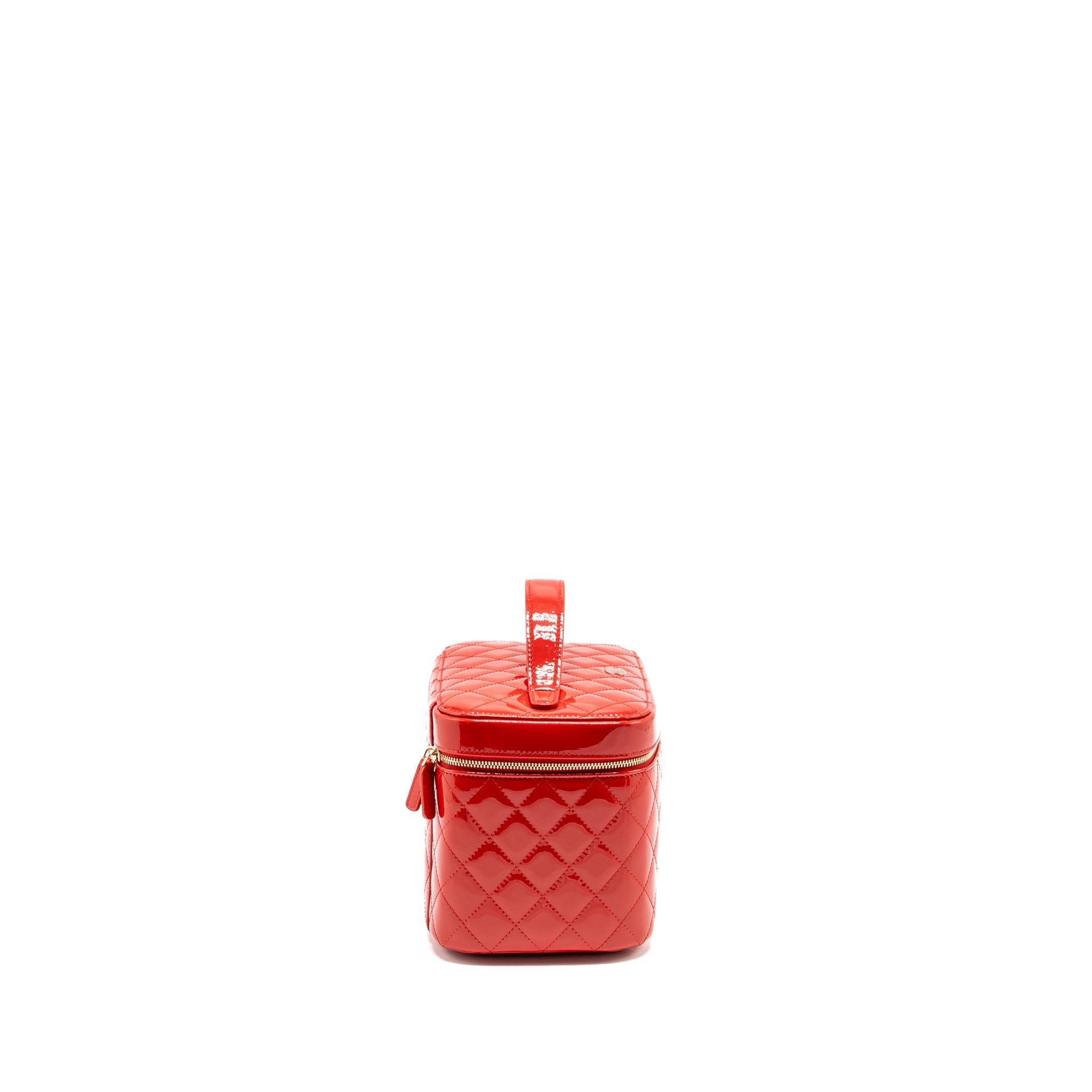 CHANEL LARGE VANITY POUCH PATENT RED GHW