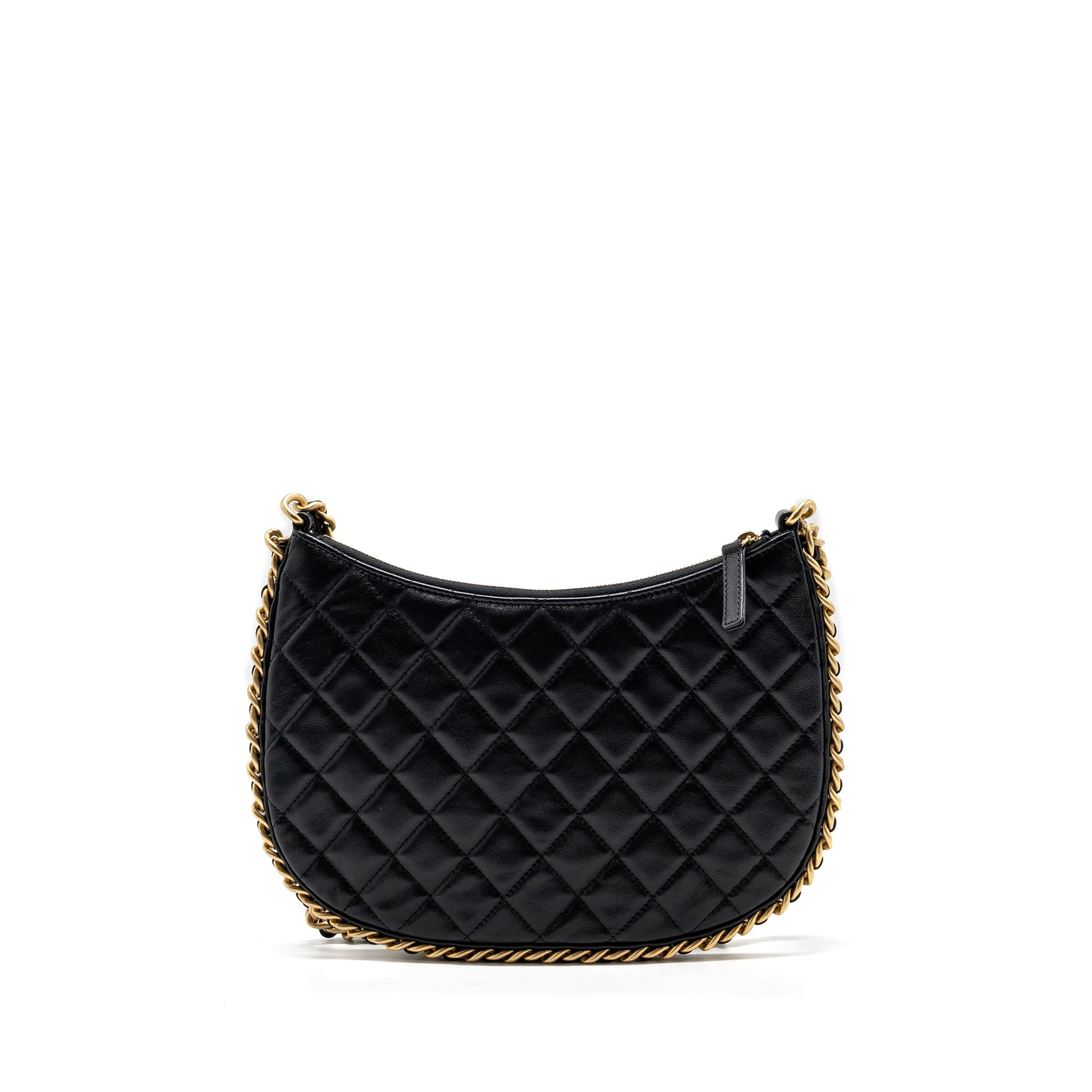 CHANEL MOON HOBO SHOULDER / CROSSBODY BAG GOATSKIN BLACK BRUSHED GHW (MICROCHIP)