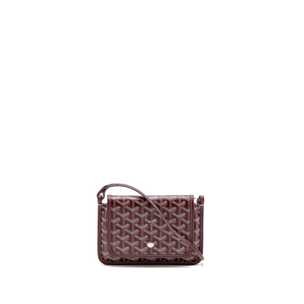 GOYARD PLUMET WALLET CLUTCH GOYARDINE CANVAS/LEATHER BURGUNDY SHW