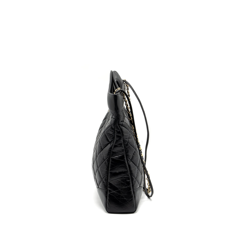 CHANEL LARGE 31 BAG AGED CALFSKIN BLACK LGHW (MICROCHIP)