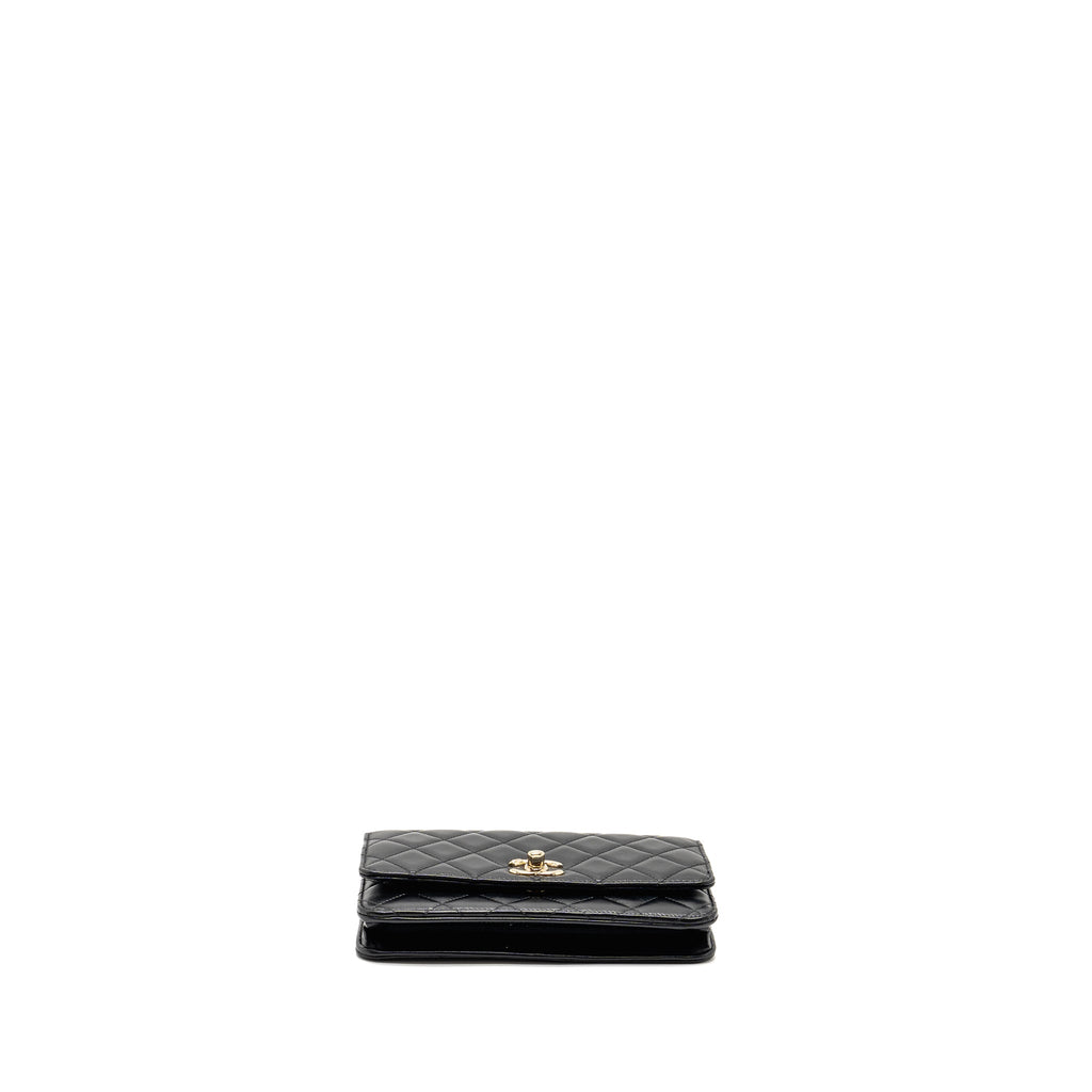 CHANEL TRENDY CC WALLET ON CHAIN LAMBSKIN BLACK LGHW (MICROCHIP)