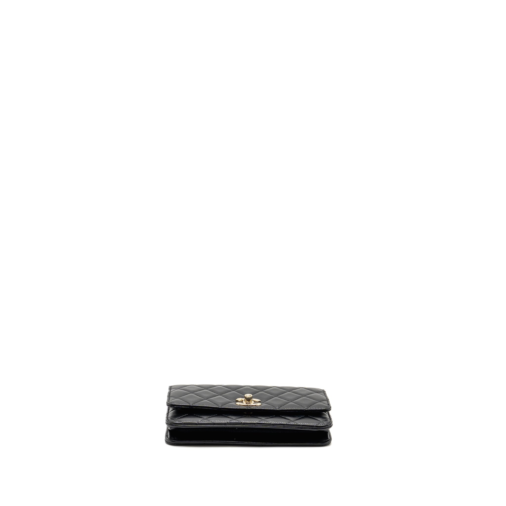 CHANEL TRENDY CC WALLET ON CHAIN LAMBSKIN BLACK LGHW (MICROCHIP)