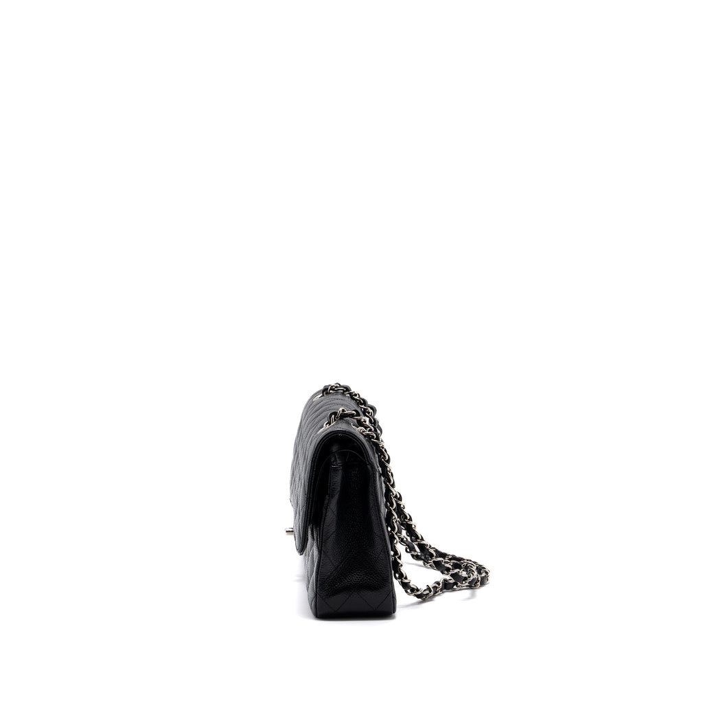 CHANEL MEDIUM CLASSIC DOUBLE FLAP BAG CAVIAR BLACK SHW