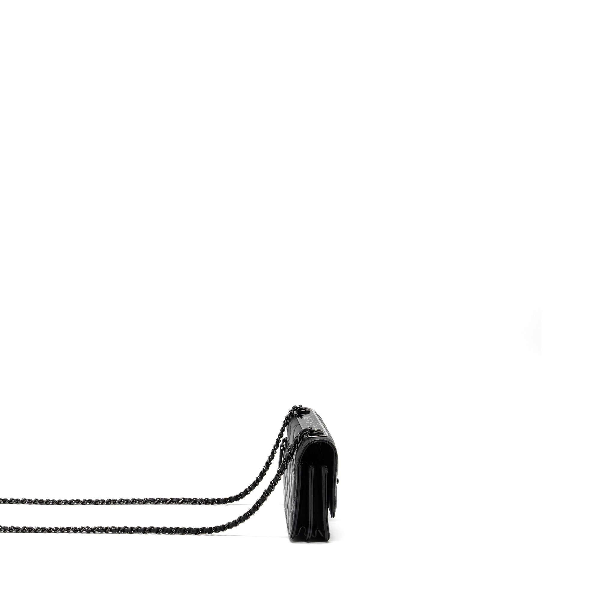 CHANEL TRENDY CC WALLET ON CHAIN LAMBSKIN BLACK WITH BLACK HARDWARE (MICROCHIP)