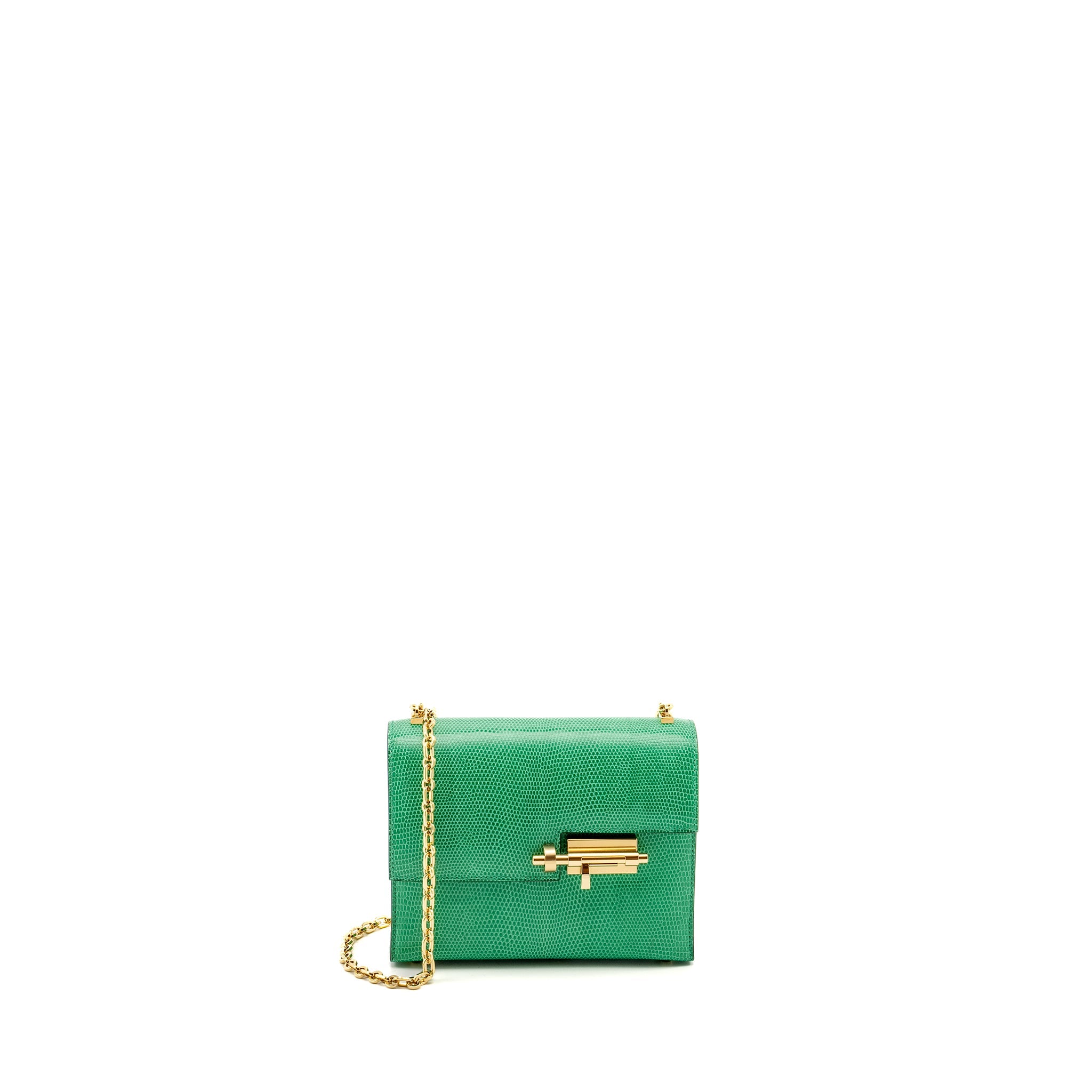 HERMES MINI VERROU LIZARD NILOTICUS LISSE 6W MENTHI GHW