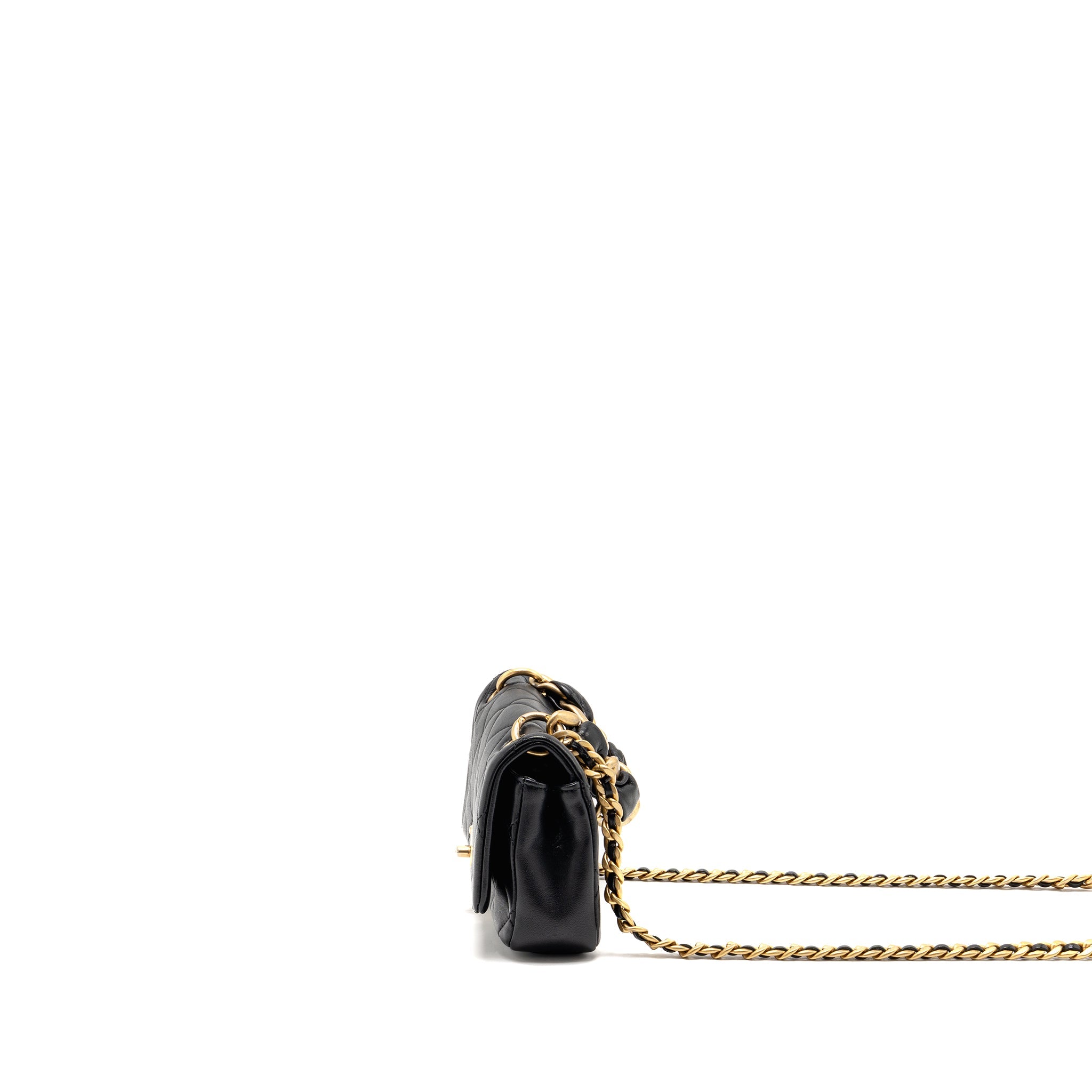 CHANEL SMALL CHAIN IS MORE FLAP BAG LAMBSKIN BLACK GHW