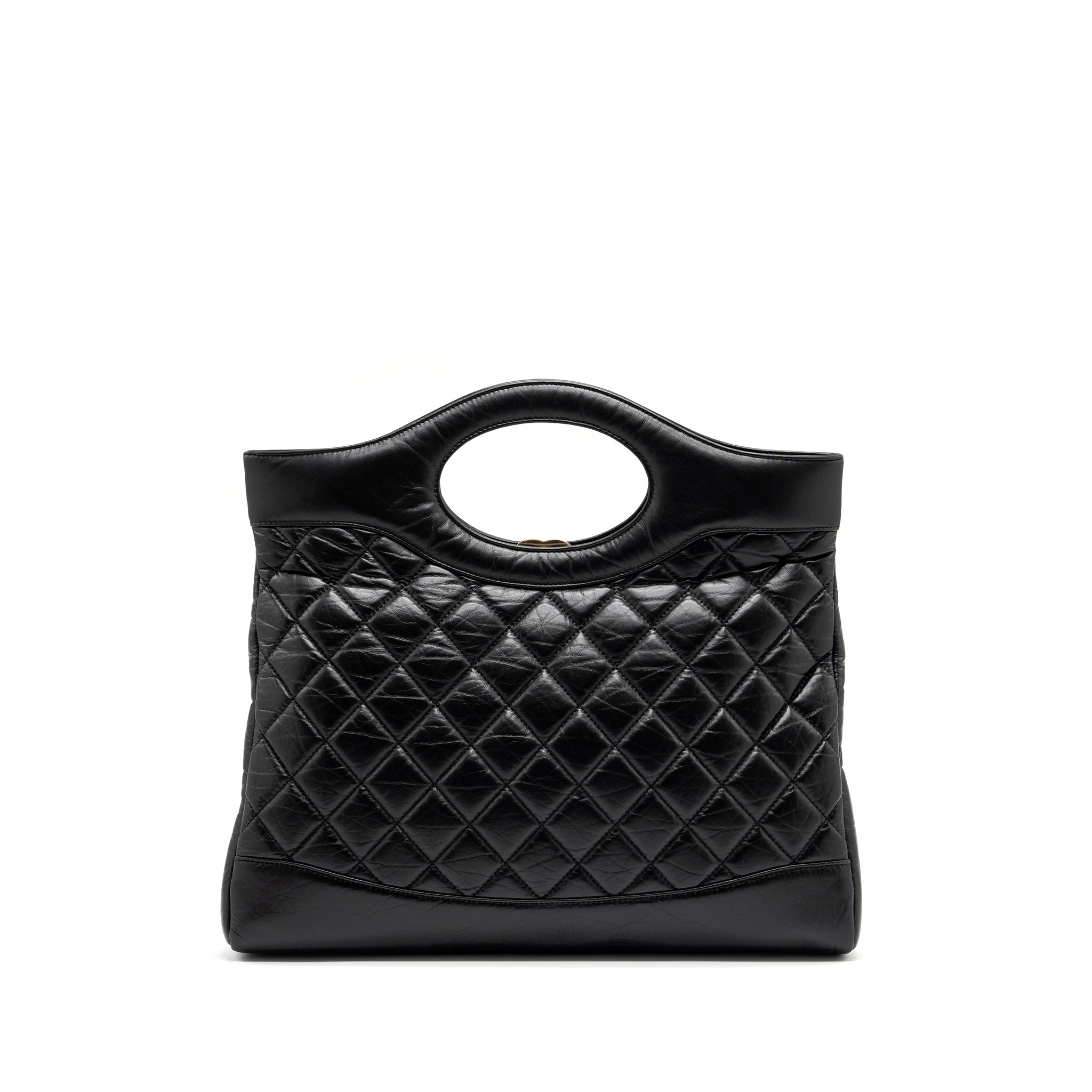 CHANEL LARGE 31 BAG AGED CALFSKIN BLACK LGHW (MICROCHIP)