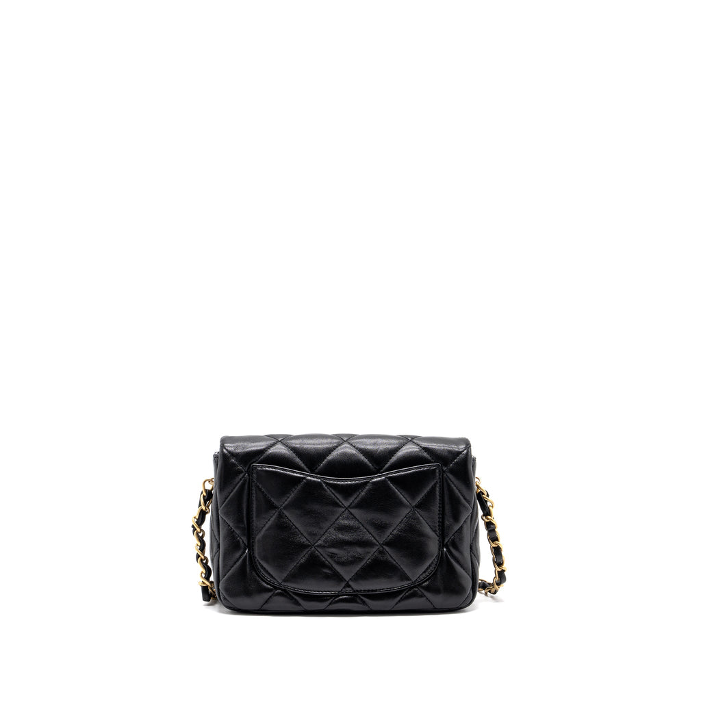 CHANEL 23S COCO LOVE FLAP BAG LAMBSKIN BLACK BRUSHED GHW (MICROCHIP)