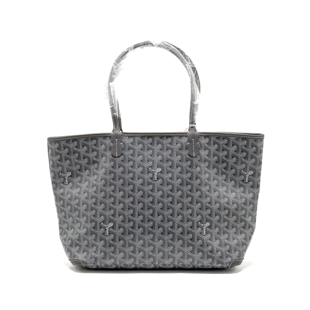 GOYARD ARTOIS PM TOTE BAG GOYARDINE CANVAS / CALFSKIN GREY