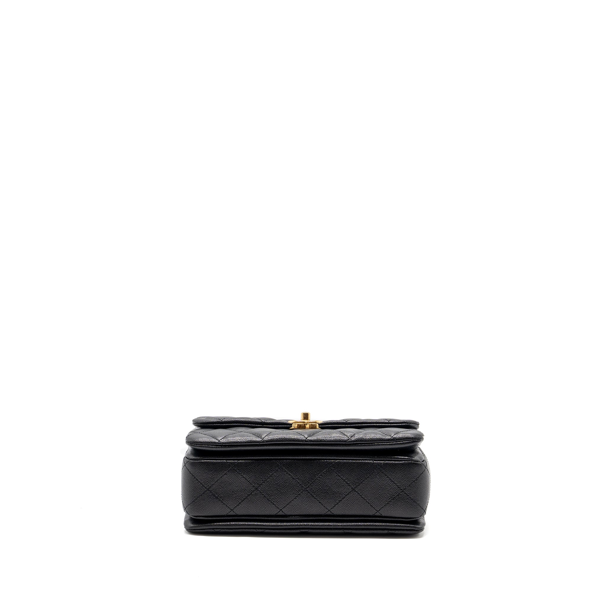 CHANEL 22K COCO FIRST FLAP BAG CAVIAR BLACK GHW (MICROCHIP)