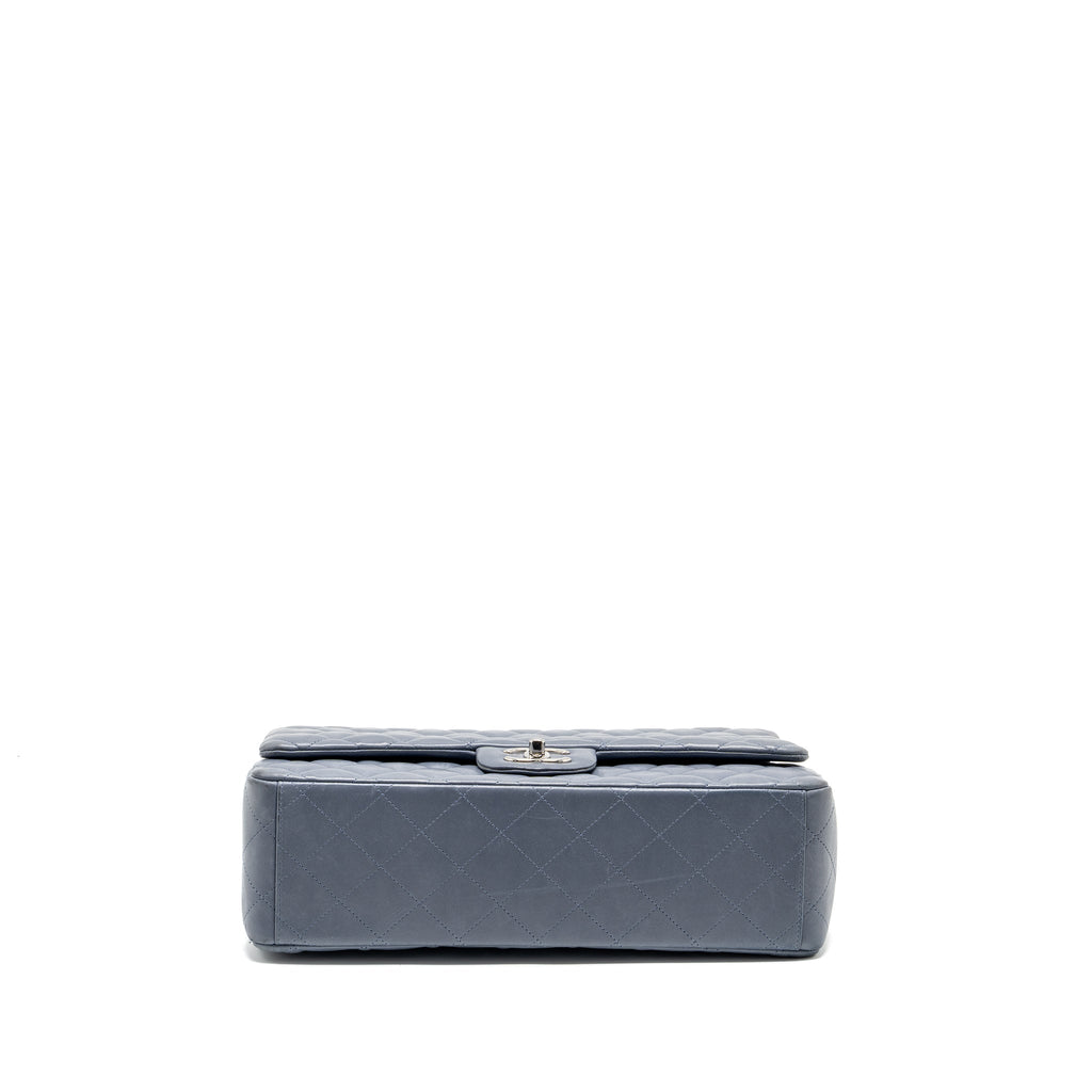 CHANEL MAXI CLASSIC DOUBLE FLAP BAG LAMBSKIN LAVENDER BLUE SHW
