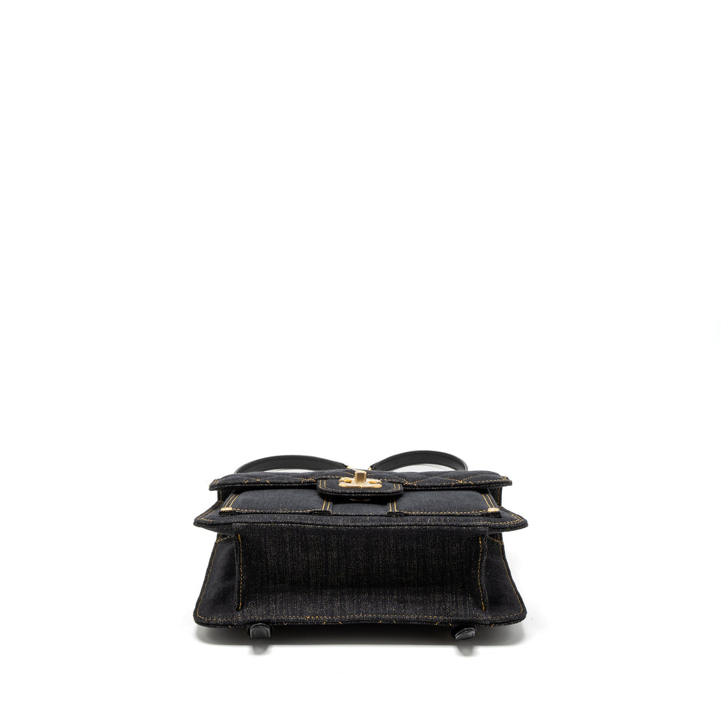 CHANEL 23S FLAP BACKPACK DENIM DARK BLUE BRUSHED GHW (MICROCHIP)