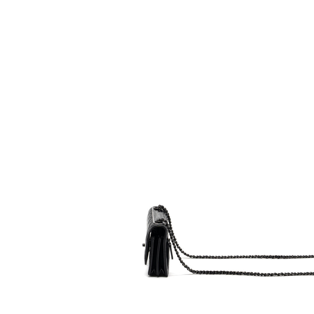 CHANEL TRENDY CC WALLET ON CHAIN LAMBSKIN BLACK WITH BLACK HARDWARE (MICROCHIP)