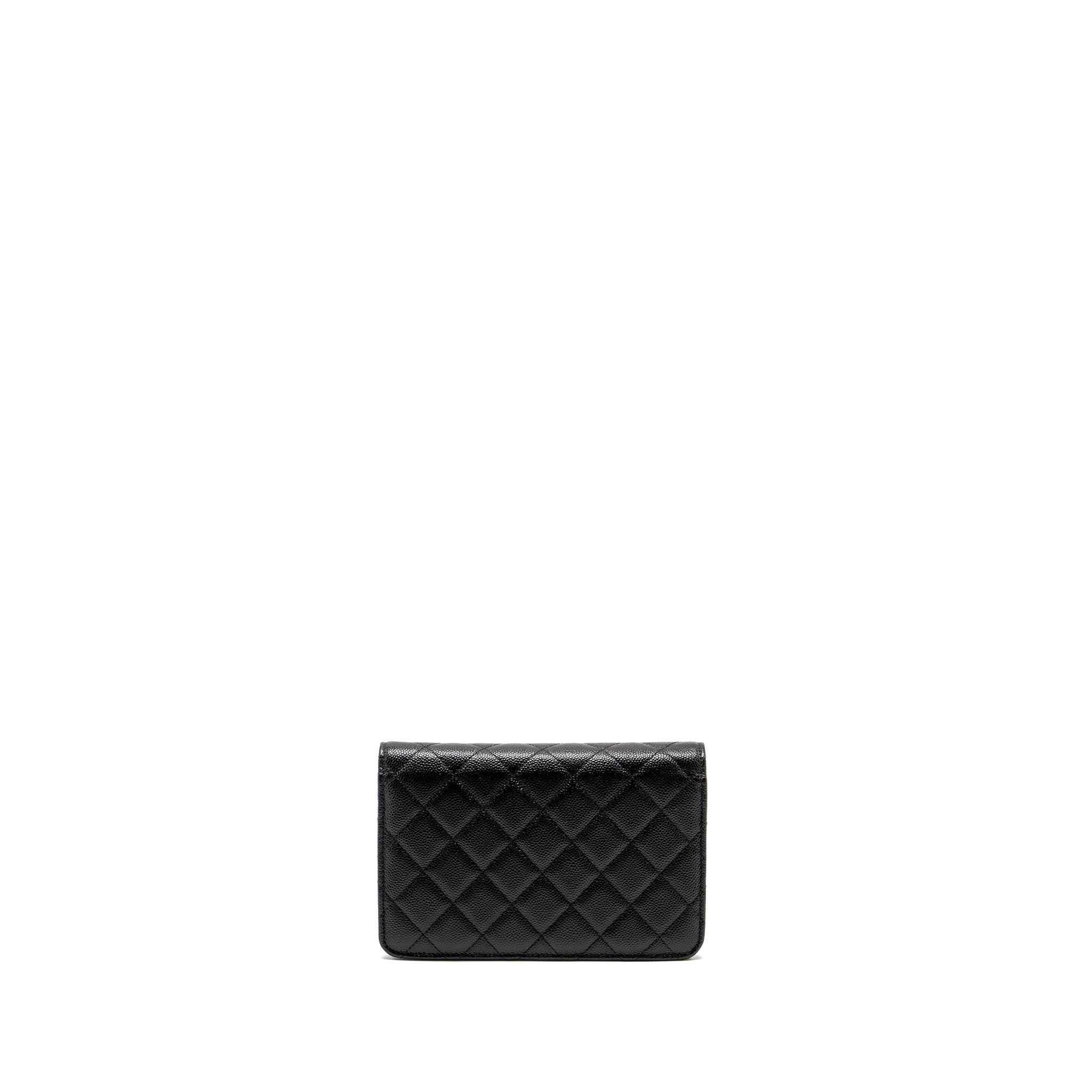 CHANEL DETAILED CC LOGO WALLET ON CHAIN CAVIAR BLACK GHW (MICROCHIP)