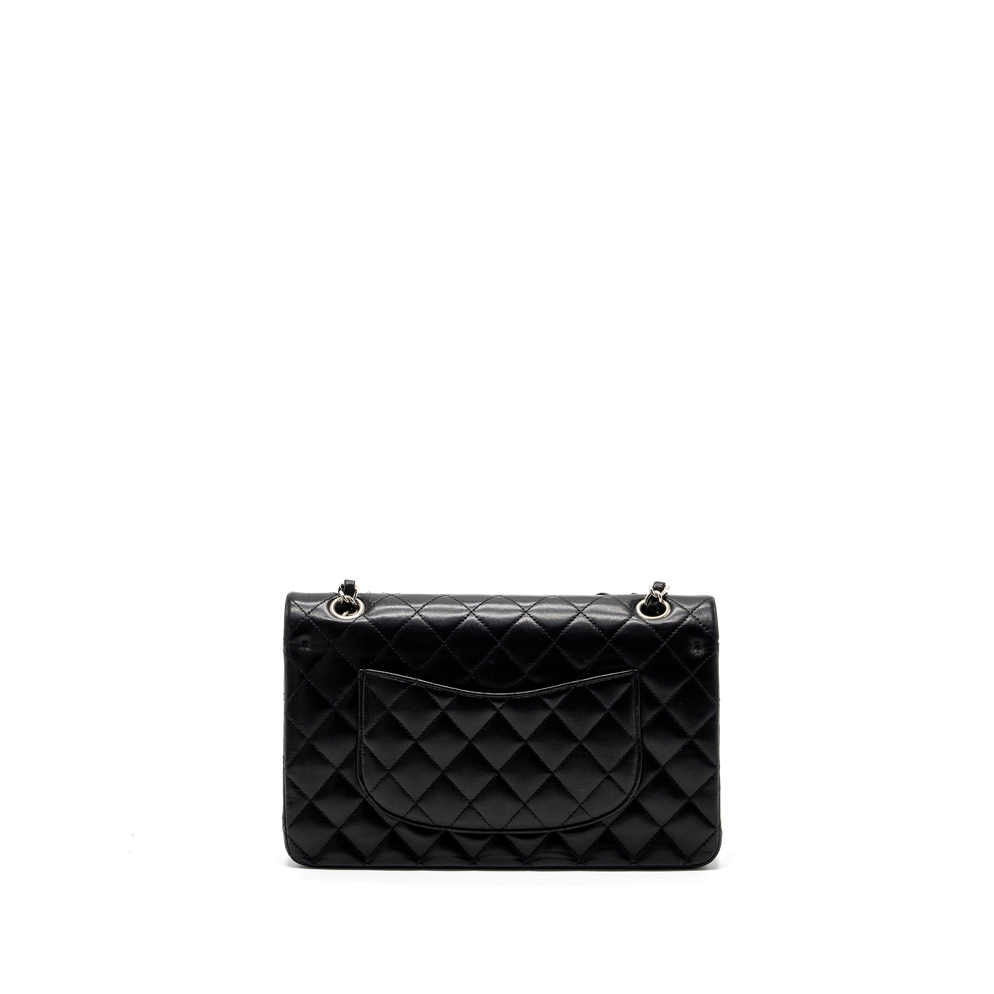 CHANEL MEDIUM CLASSIC DOUBLE FLAP BAG LAMBSKIN BLACK SHW