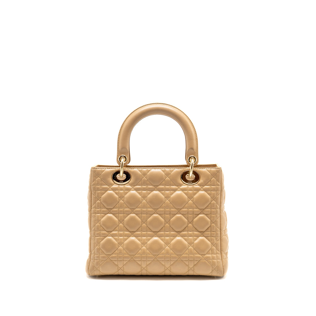 DIOR MEDIUM LADY DIOR LAMBSKIN BEIGE LGHW