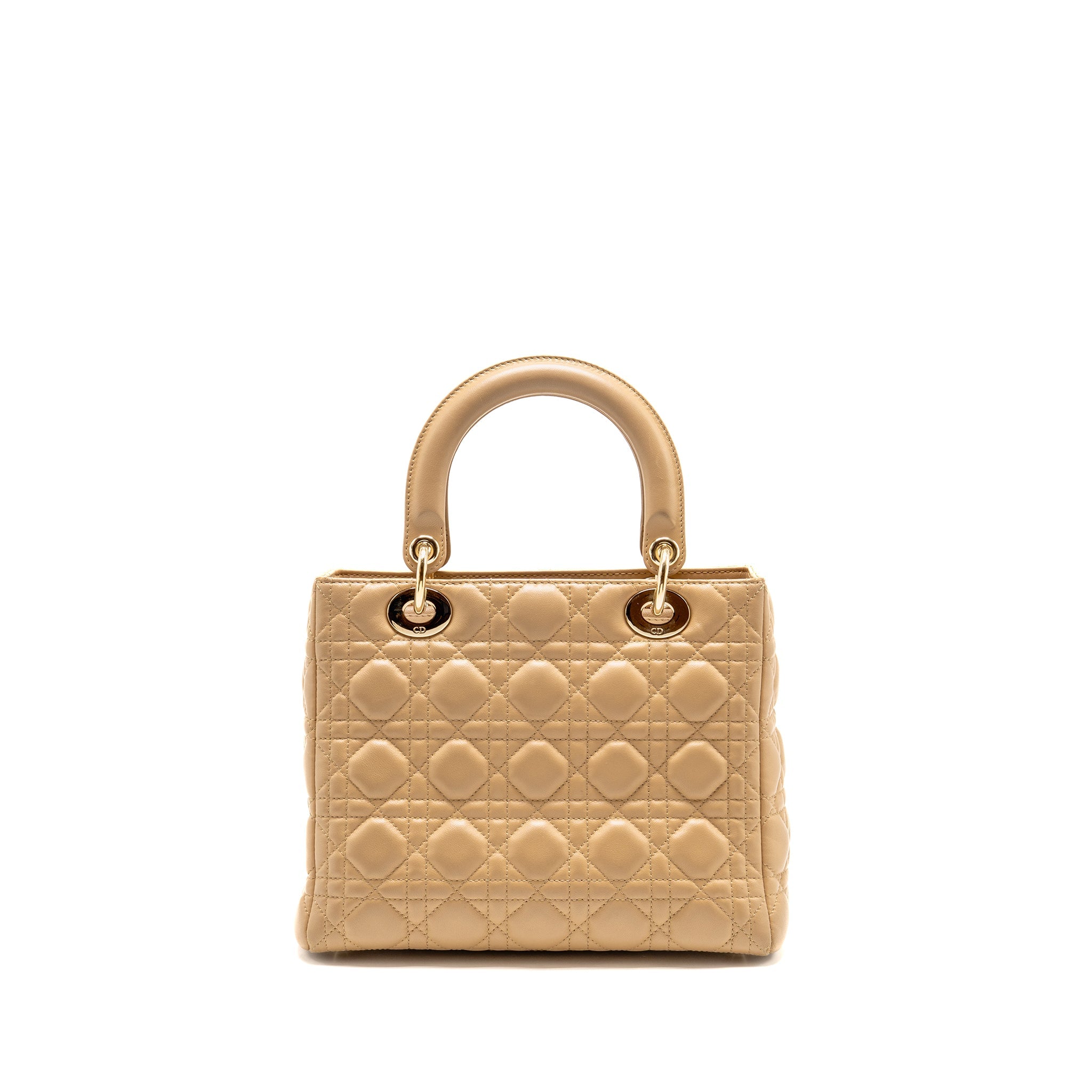 DIOR MEDIUM LADY DIOR LAMBSKIN BEIGE LGHW