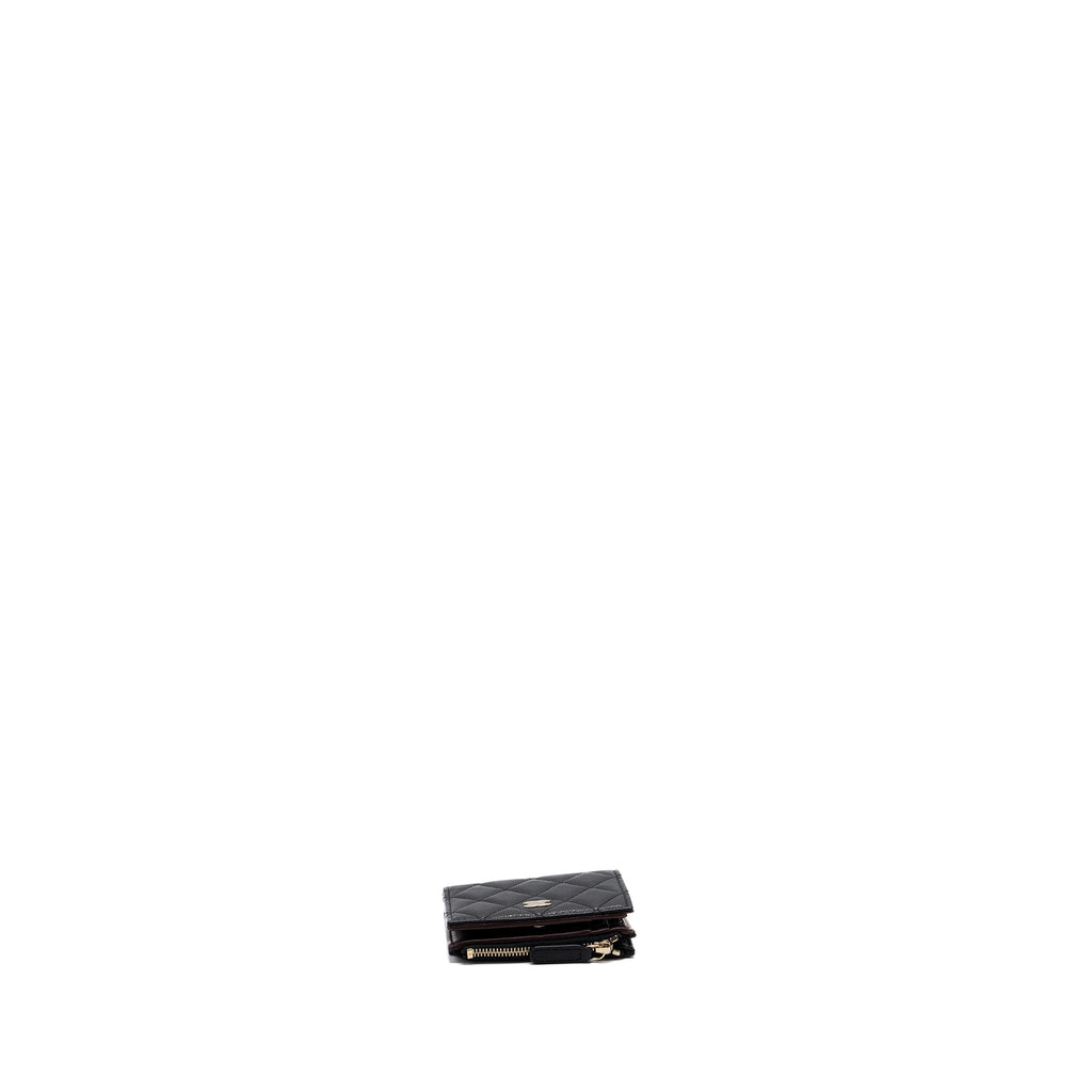 CHANEL QUILTED FOLD WALLET CAVIAR BLACK LGHW (MICROCHIP)