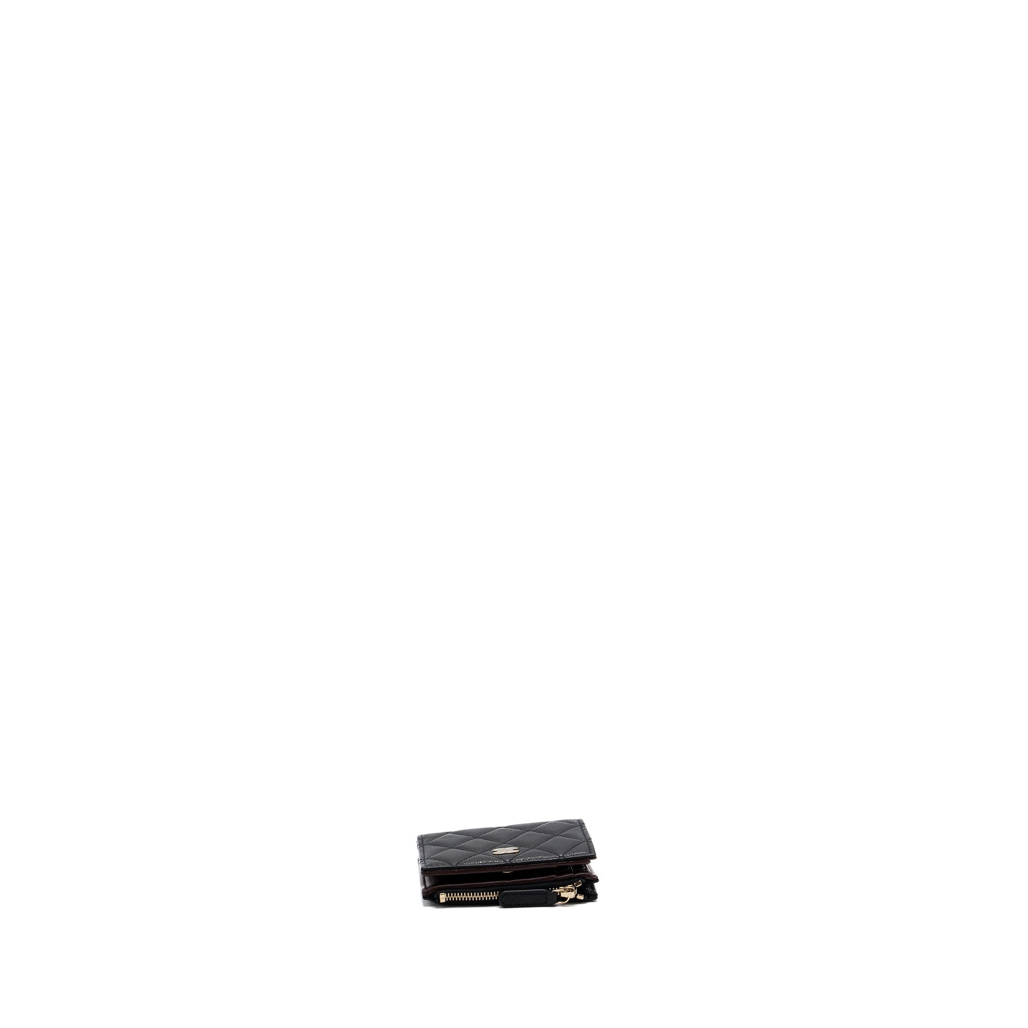 CHANEL QUILTED FOLD WALLET CAVIAR BLACK LGHW (MICROCHIP)
