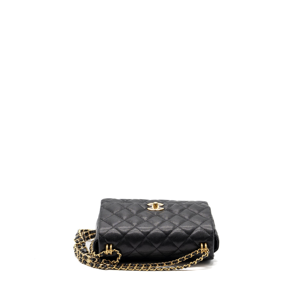 CHANEL 22K COCO FIRST FLAP BAG CAVIAR BLACK GHW (MICROCHIP)