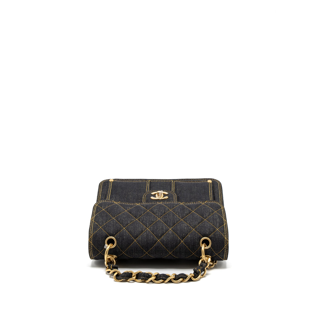 CHANEL 23S FLAP BACKPACK DENIM DARK BLUE BRUSHED GHW (MICROCHIP)