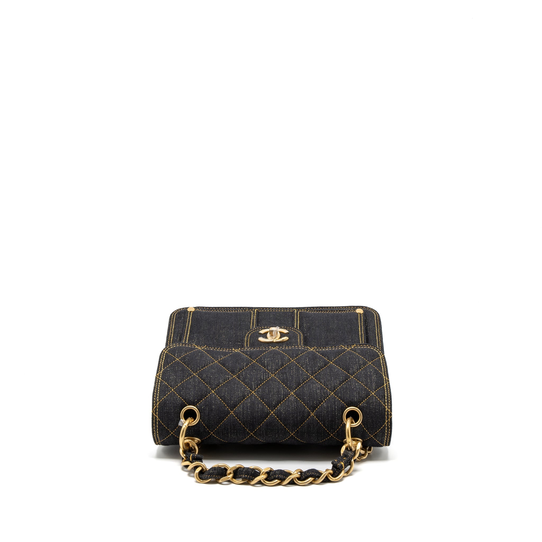 CHANEL 23S FLAP BACKPACK DENIM DARK BLUE BRUSHED GHW (MICROCHIP)