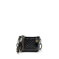 CHANEL SMALL GABRIELLE HOBO BAG CHEVRON AGED CALFSKIN BLACK MULTICOLOUR HARDWARE