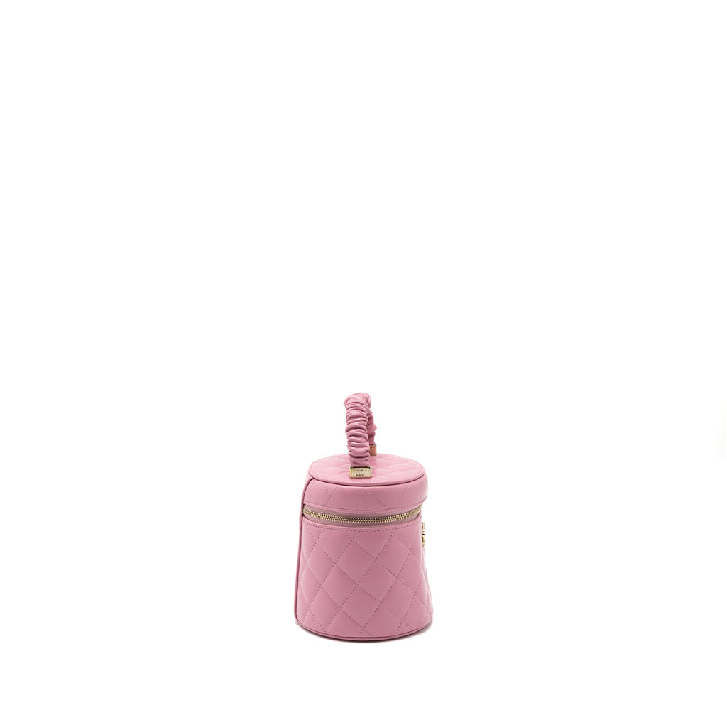 CHANEL TOP HANDLE VANITY CASE LAMBSKIN PINK LGHW