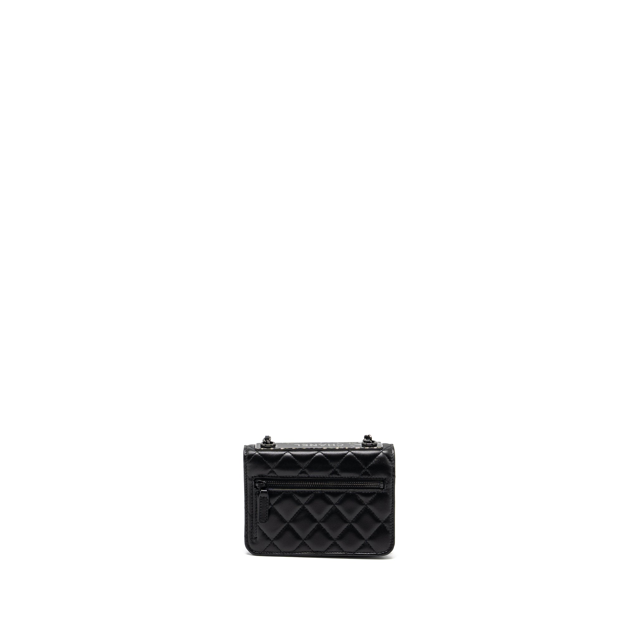 CHANEL TRENDY CC WALLET ON CHAIN LAMBSKIN BLACK WITH BLACK HARDWARE (MICROCHIP)