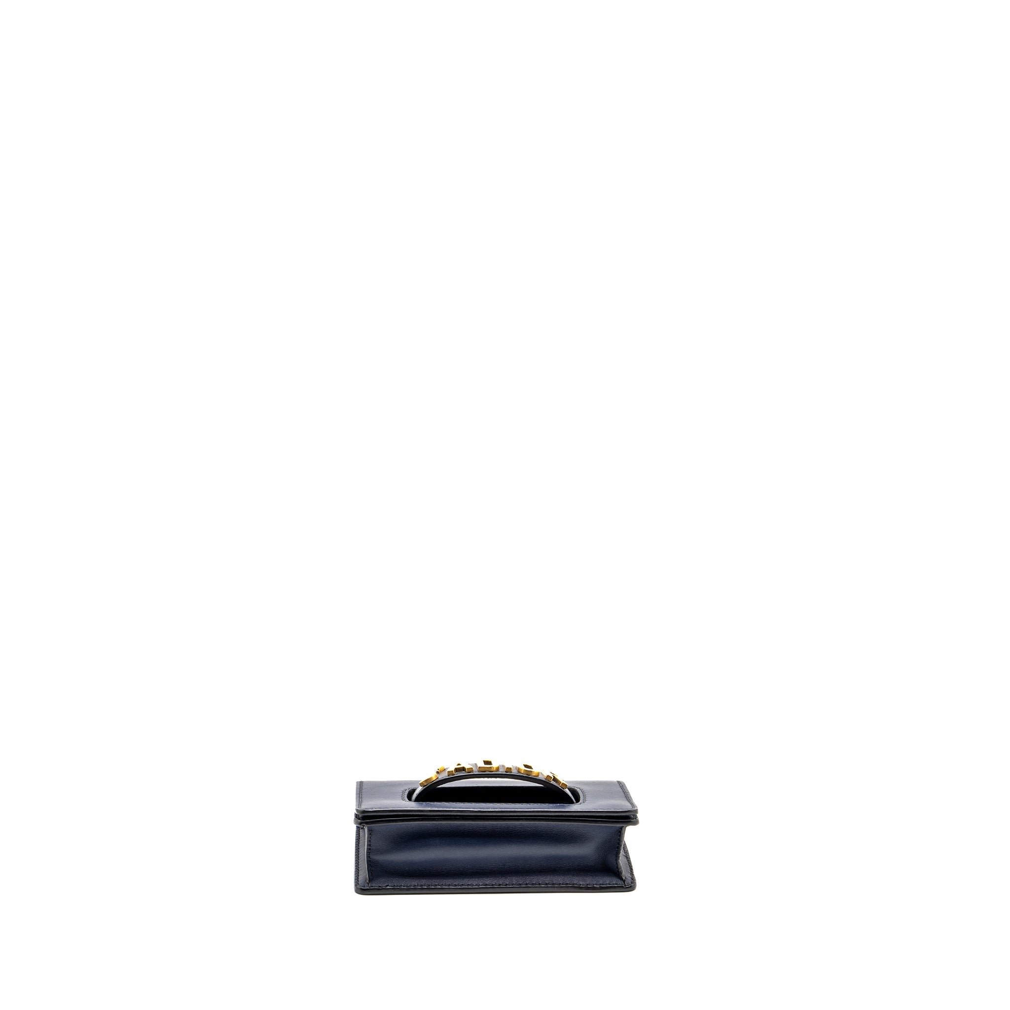 DIOR MINI J’ADIOR CHAIN FLAP BAG CALFSKIN NAVY BLUE GHW