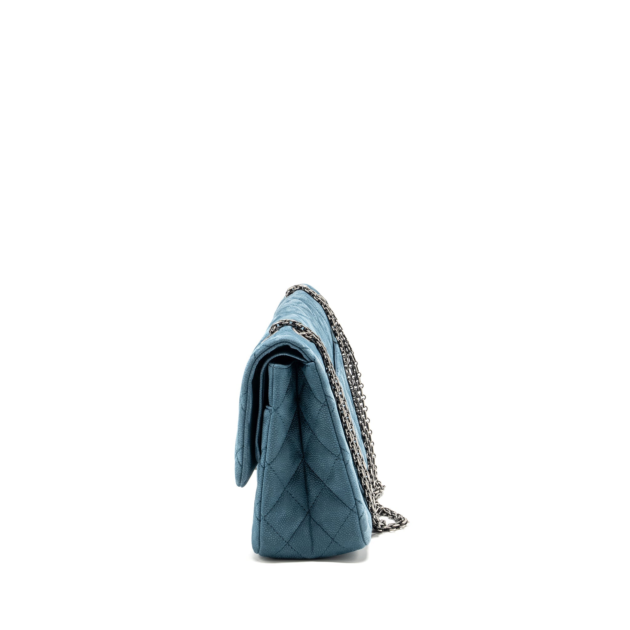 CHANEL MAXI 2.55 REISSUE FLAP BAG CAVIAR BLUE RUTHENIUM HARDWARE