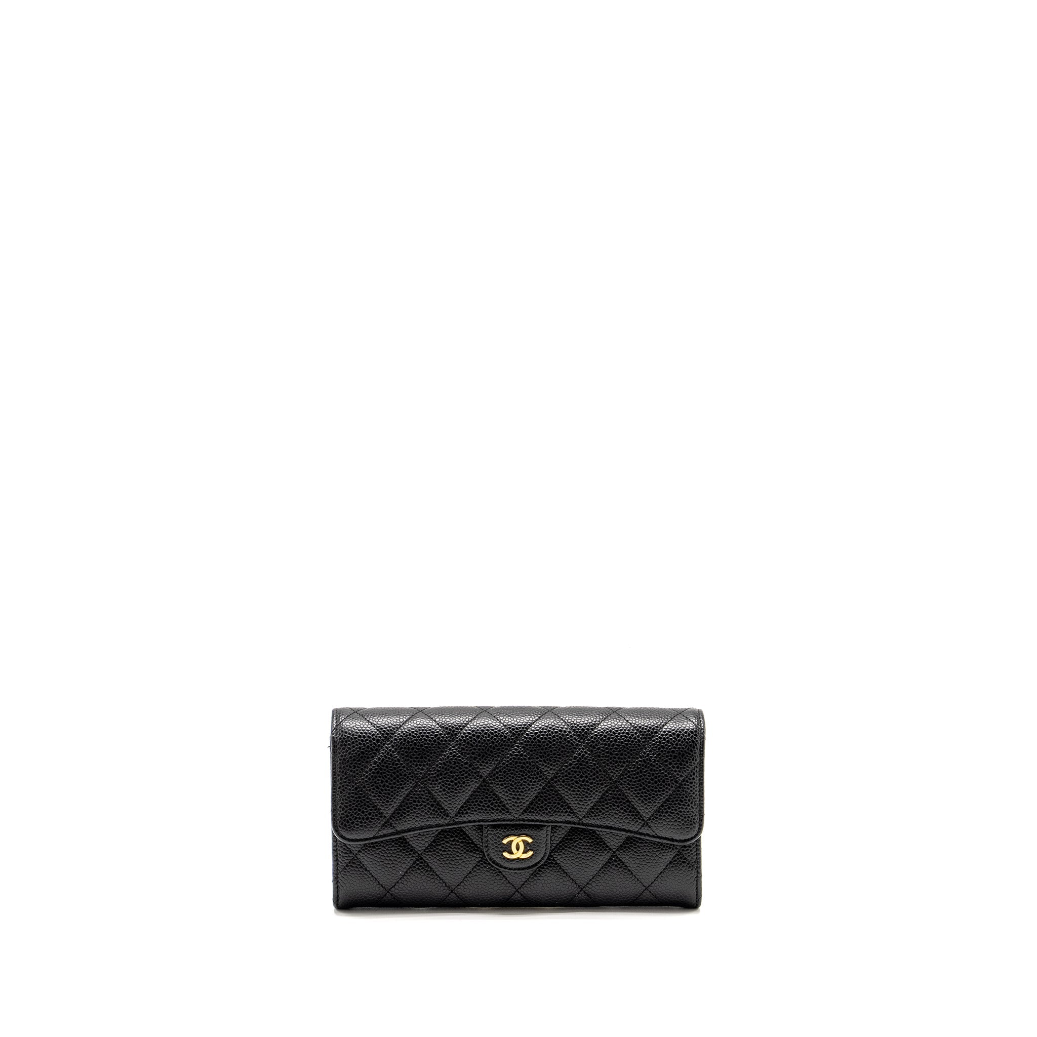 CHANEL CLASSIC FLAP LONG WALLET CAVIAR BLACK GHW