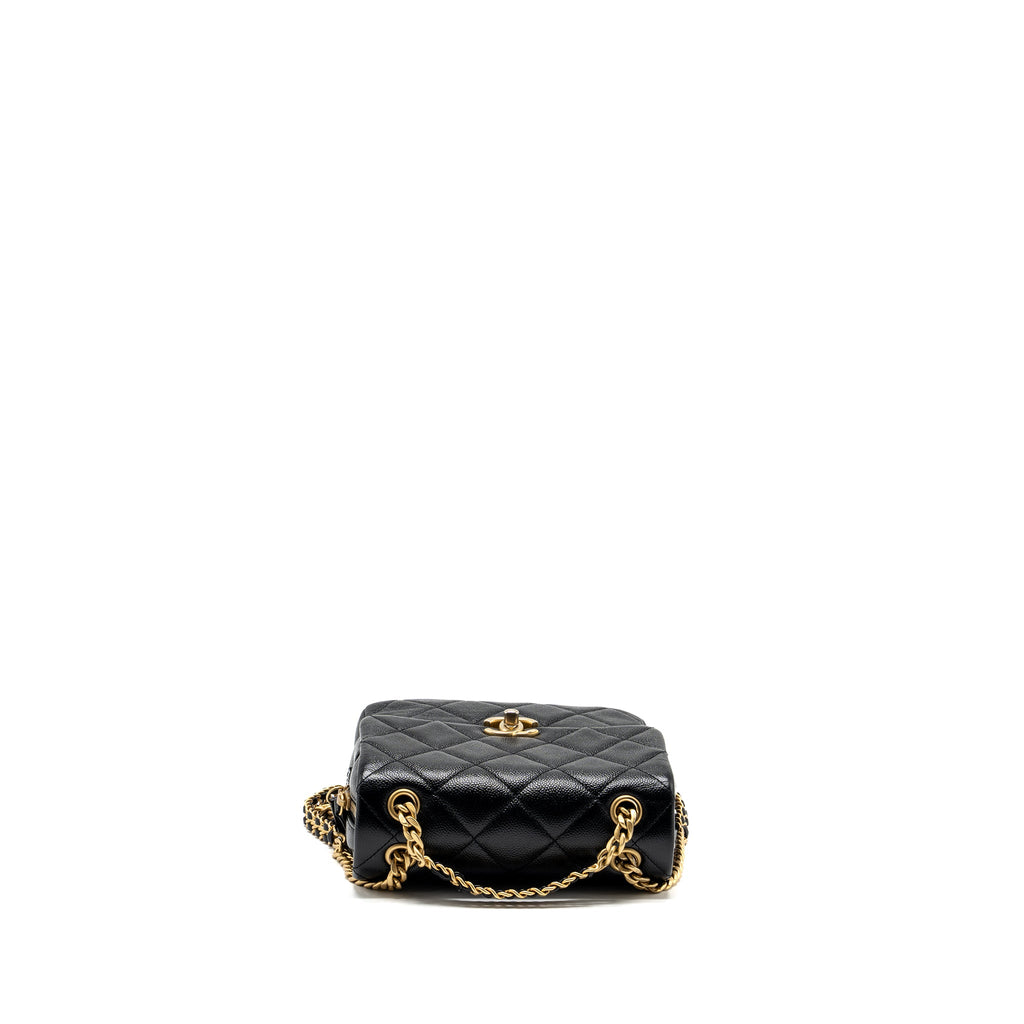 CHANEL QUILTED FLAP BACKPACK CAVIAR BLACK GHW (MICROCHIP)