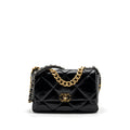 CHANEL MEDIUM 19 BAG SHINY CALFSKIN BLACK MULTICOLOUR HARDWARE
